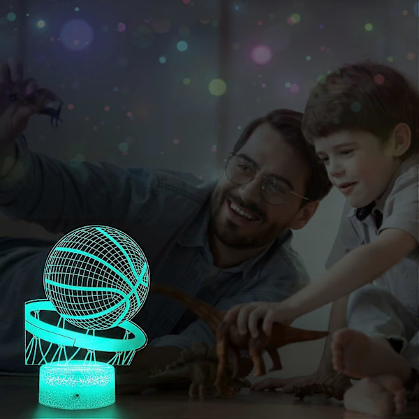 Koripallo Yövalo, 3D Illuusio LED-Lamppu, 16 Väriä Himmennettävissä Kaukosäätimellä Älykkäällä Kosketuksella, Paras Joulu- ja Syntymäpäivälahja 3,4,5,6,7,8 Vuotiaille