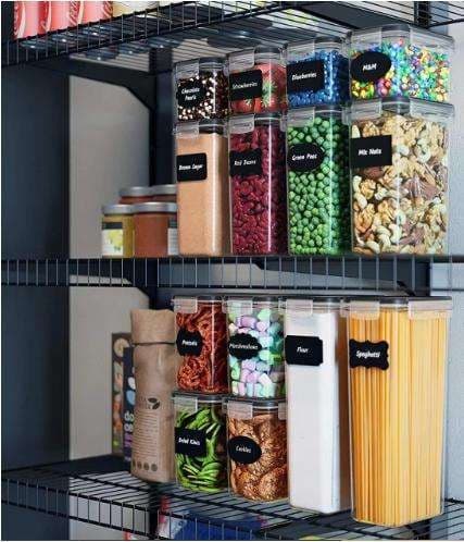 14-pack Matförvaring - Lufttäta burkar med lock - Kit Transparent