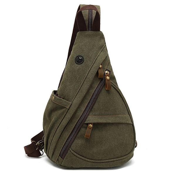Retro rintapussi miesten reppu naisten laukku kangas olkalaukku koululaukku laukku laukku yritys yliopisto pyöräily retkeilymatka ArmyGreen