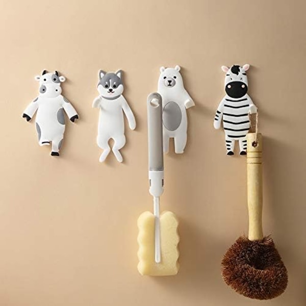 4 kpl Luovia söpöjä taitettavat kädet saumattomat sarjakuvat eläinten seinäkoukut, jääkaappi Wa