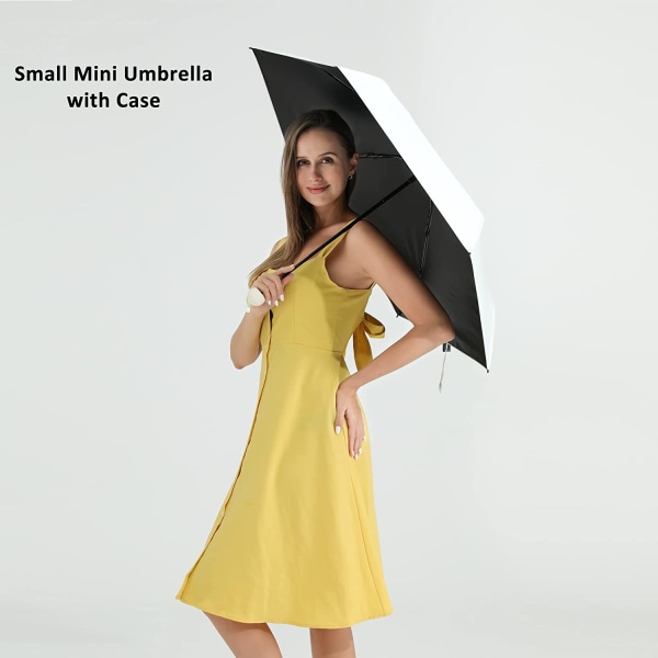 Reise mini paraply for veske med etui - Liten Kompakt UV paraplybeskyttelse Sollett, liten lommeparaply med etui for kvinner, jenter