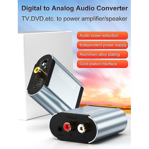Optisk digital stereo lydforsterker digital til analog lydomformer Toslink koaksial til Rca R/l