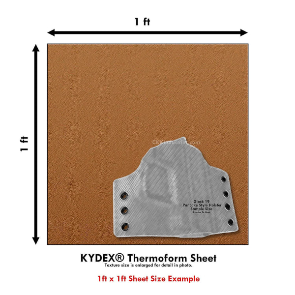 KYDEX Thermoform Sheet - (P1 Tekstur) - (.093 Tykkelse) - (12in x 12in) - (Coyote Brun) - (3 Ark) - (for KYDEX Holster Making & Hobby)
