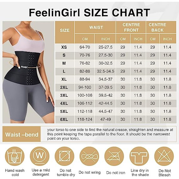 Taljetræner til kvinder 3 segmenteret timeglas underbust body shaper med 3 stålknopper og M