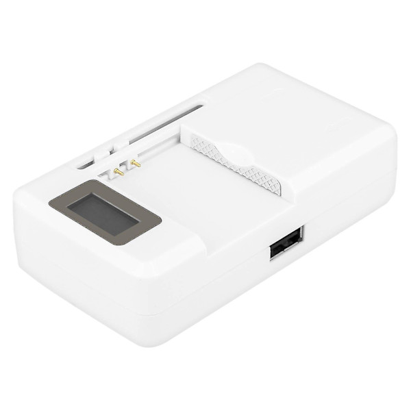 Universell batteriladdare för smartphone med LED-indikator + USB-ingång - Vit