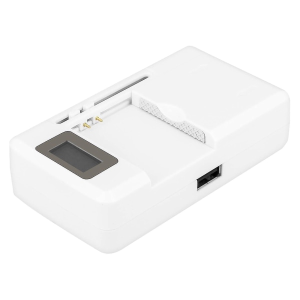 Universell smarttelefonbatterilader LED-indikator + USB-inngang - Hvit