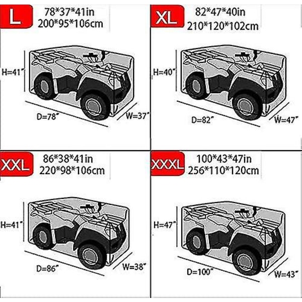 Atv-deksel Vanntett deksel Quad Atv 4 Wheeler All Weather Outdoor UV-beskyttelse Terrengkjøretøy Cov