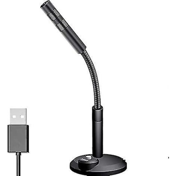 USB-mikrofon til computere - Plug & Play, Mute-knap, LED-indikator, Mac/Windows-kompatibel