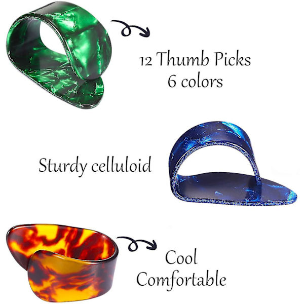 Tummplockar Fingerplockar, Medium, Vinklade Platta, Celluloid Gitarr Fingerplockar