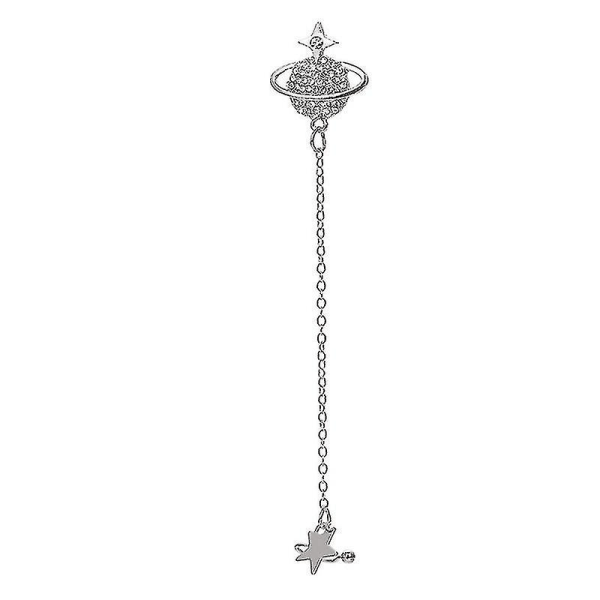 1 st 925 Sterling Silver Öronmanschett Lyx Handbojor Huggie Kedja Tofs Lång