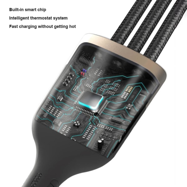 4 fot 100w hurtiglading bærbar kabel for Ios Type-c telefon multifunksjonell 3 i 1 data ladekabel-r