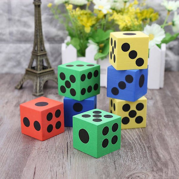 Skumterninger - Bulkpakke med 12, Store Assorterte Fargerike Skumterningkuber
