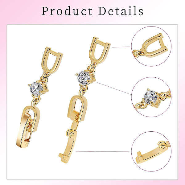 Halsband Armband Förlängare. 3 st Guldpläterade Kristall Rhinestone Vikbara