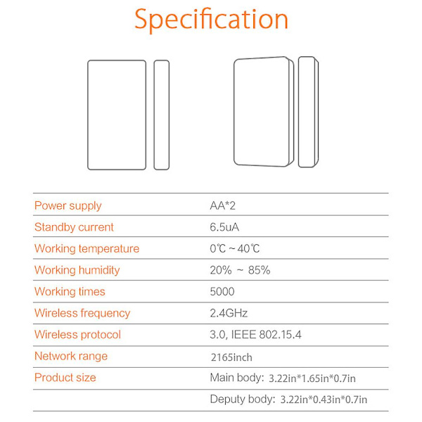 Tuya Zigbee Smart Dør Sensor Stue Trådløs Batteridrevet