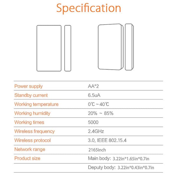 Tuya Zigbee Smart Dörrsensor Vardagsrum Trådlös Batteridriven