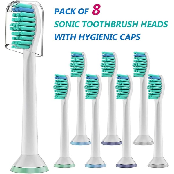 8-pack standardborsthuvuden kompatibla med Philips Sonicare elektriska tandborstar, passar Diamondclean Flexcare Healthywhite Easyclean Protectiveclean P