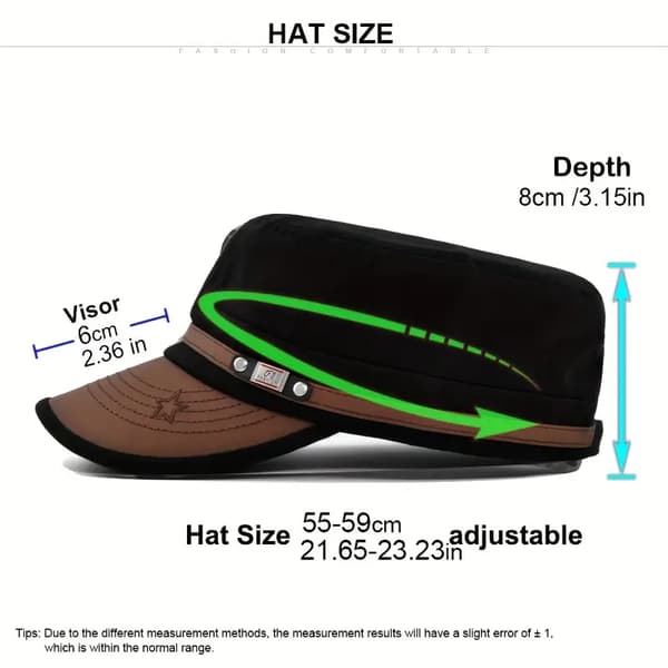 1 stk. Flat Top Hat, Solbeskyttende Flat Cap til Mænd Kvinder