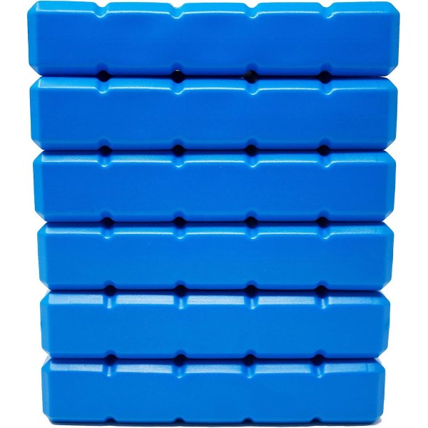 Sæt med 6 ispakker med 400 ml hver, 6 blå køleelementer til køletasken eller køleboksen