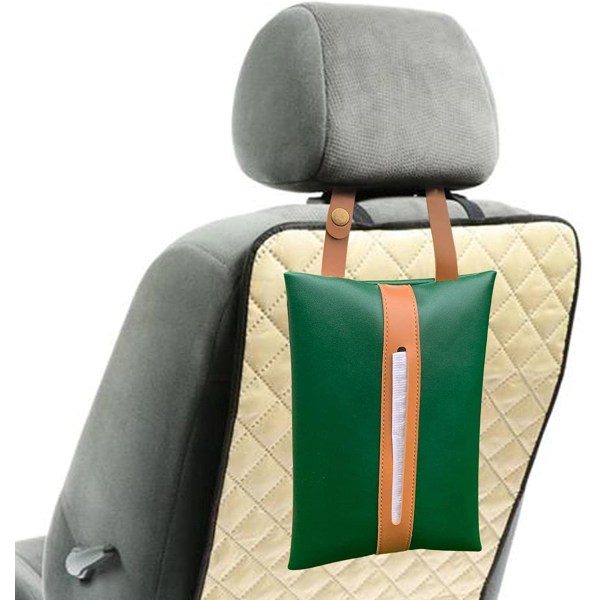 Læder Tissue Cover - Car Tissue Box Papirhåndklædeholder | PU læder bagsæde Solskærm Servietholder Tissue Case Biltilbehør til køretøjer