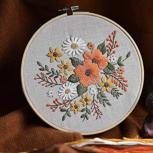 Broderikit för nybörjare med mönster, stämplat broderikit inklusive broderi