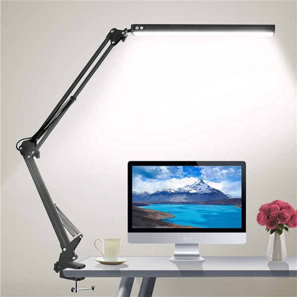 LED-skrivebordslampe, justerbar, øjenbeskyttende (sort)
