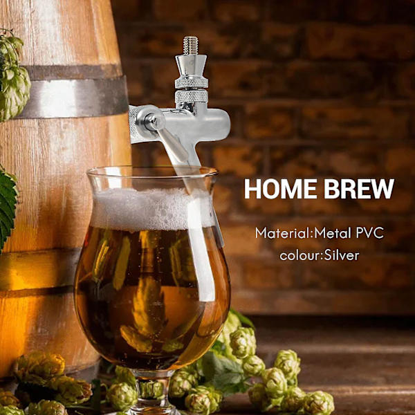 Justerbar fadølhanekran G5/8 stamme Home Brew ølfadshane-sølv