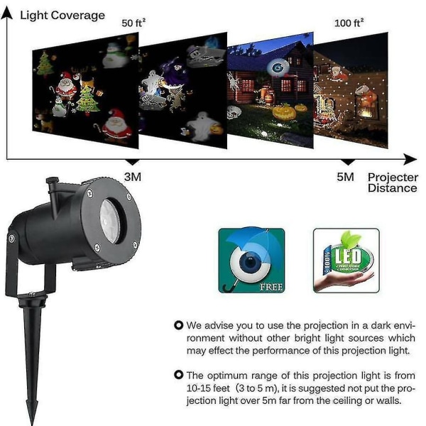 LED-projektorlampe Julelys LED-projektor Kompatibel med Jule-/Halloween-projektorlampe Vanntett IP65 Julelys Utendørs LED