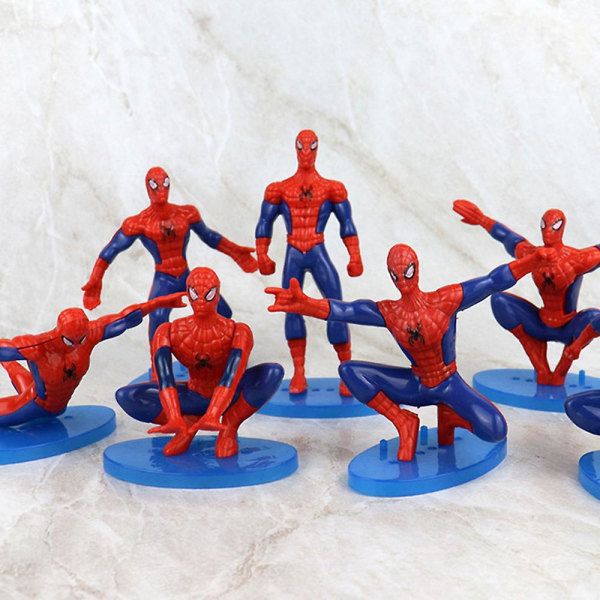 7 stk/sett Spider-man Figurer Superhelt Lekesett Tema Festrekvisitter Kake Toppers Hjem dekorasjon Gaver