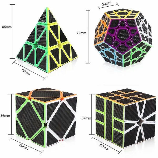 Kulfiber Speed Cube Sæt 3x3 Pyramide Megaminx 3x3x3 Skewb Square-1 Speed Cube Bundtpakke