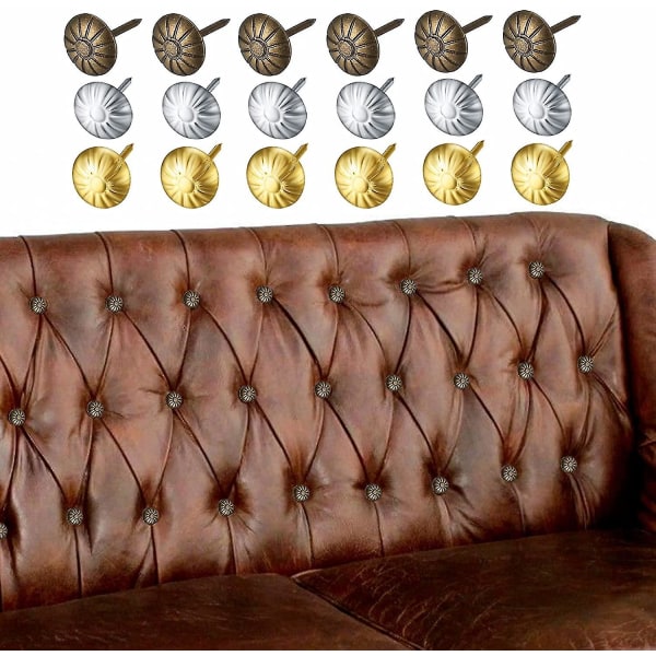 Pakke med 450 polstringsnegle, dekorative tegnestifter til møbler, dekorative tryknåle, stifter til sofa, stol, seng, antik - 11 X 17 Mm/bronze, guld,