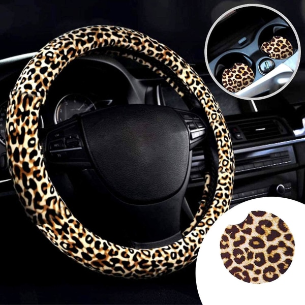 Leopard- print ohjauspyörän cover naisille, Leopard Steeri