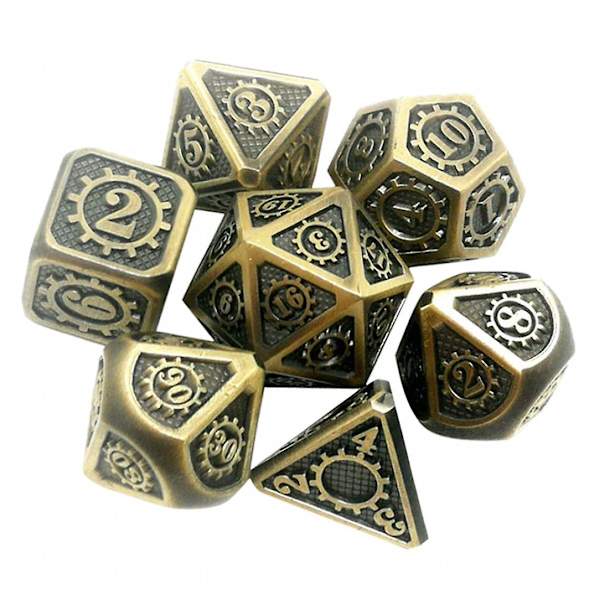 7 Stykker Polyhedriske Metal Terninger Til D&d Pathfinder Rpg Spil 05