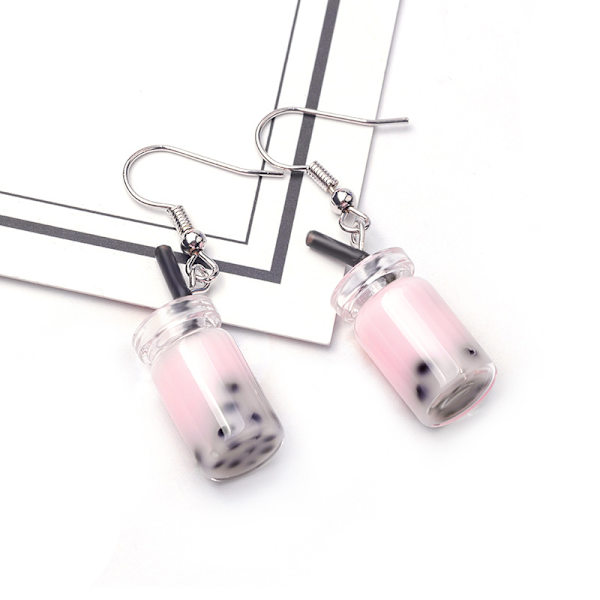Ørepynt for kvinner, ørepynt for damer med melkeperle-te-smykke design pink