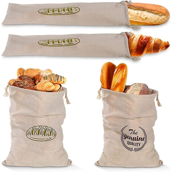 Brödpåsar Återanvändbara Dragsko Brödpåsar av linne Tvättbara matförvaringsbehållare