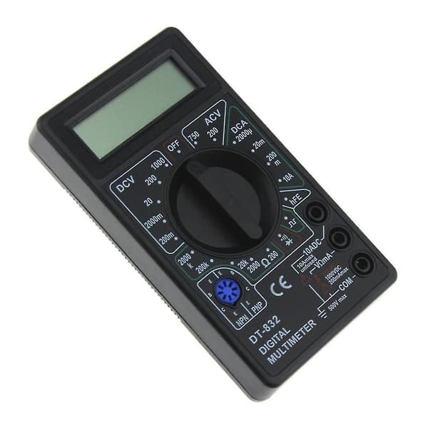 Dt-832 1999 Digital Multimeter AC / DC Ampere, Volt, Ohm Tester Voltmeter Ammeter Multimeter Sort