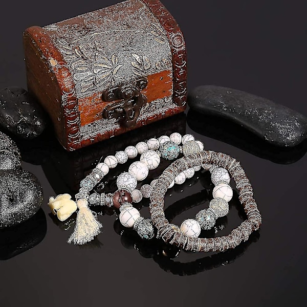 Dame Mode Træ Perler Armbånd Boho Lille Elefant Charm Armbånd Sæt Vintage Stil Smykker Strand