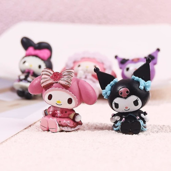 5 stk./sæt Mini Kuromi Melody Figur Legetøj Kage Topper Dekoration