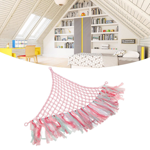 Farverig plyslegetøj net Boho håndvævet net arrangør hjørne hængende opbevaringsnet til soveværelse sovesal