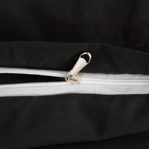 Mikrofiber Dynetrekksett - Queen - Ensfarget Glidelås - 3-delt Sengetøysett - Svart