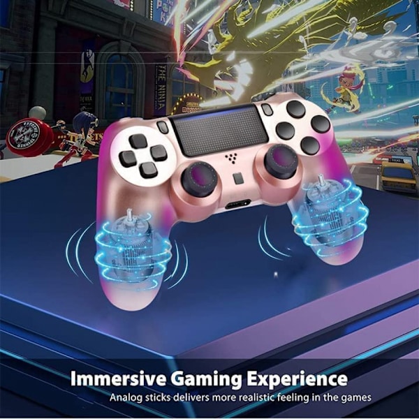 Trådløs controller kompatibel med PS4/Slim/Pro/PC, Six-Axis vibrationsfjernbetjening til at styre PS4, fantastisk gamepad-gave til børn/mænd/piger/kvinder