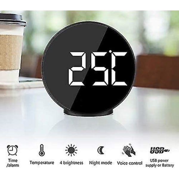 Digital väckarklocka LED röststyrning nattläge elektronisk klocka stor tid temperatur heminredning bordsur väckningsljus