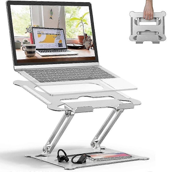 Justerbart laptopstativ til skrivebord (sølv)