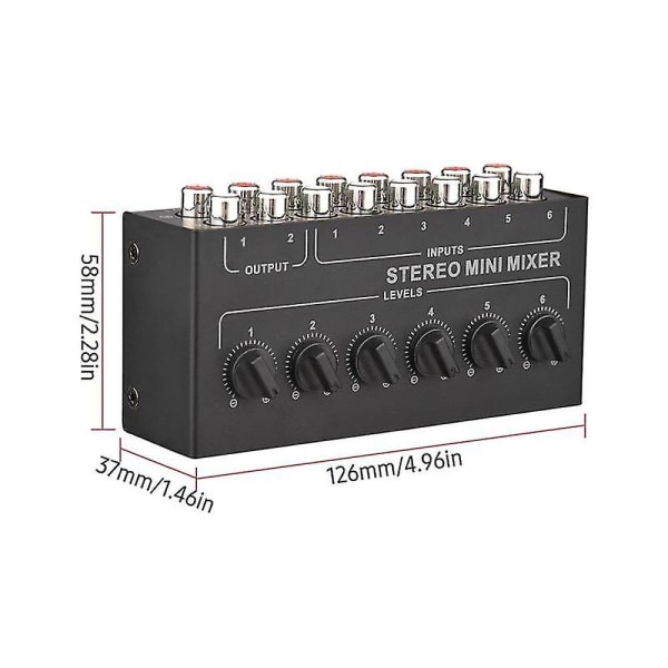 Cx600 Mini Stereo 6-kanals passiv mikser Rca bærbar lydmikser 6 inn 2 ut stereodistributør Vo