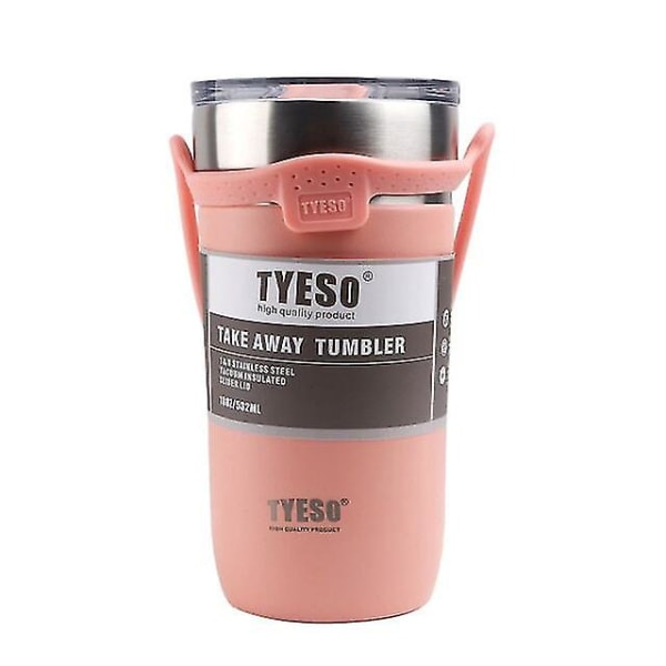 Dobbel veggisolert kaffetermos i rustfritt stål med sklisikker etui, bilvakuumkolbe, reiseisoleringsflaske Pink 710ML