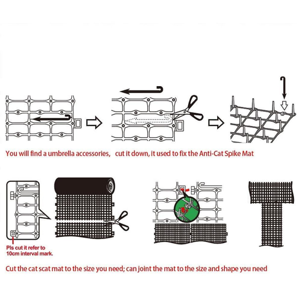 Tapis Anti-chat D'epine Grille De Jardin Anti Chiens, Chats Animaux De Compagnie 200 X 30 Cm