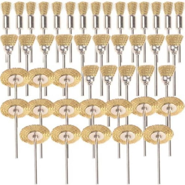 45 Pieces Brass Brushes Brushes Wire Brush Steel Polishing Kit Brushes Polishing Discs Brush Round Brush Disc Shank