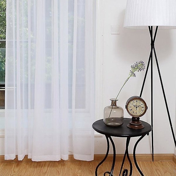 2 stk supermyke, flotte kvite tyllgardiner for stuedekorasjon, moderne slør chiffon Soli
