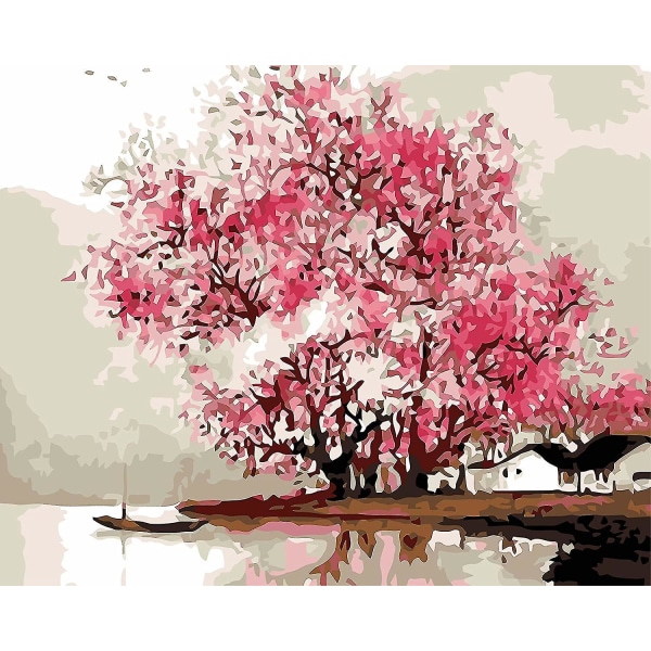 DIY Digital Malergave - Børnemalerisæt med træramme, boligindretning (blomstertræ, 40x50 cm)