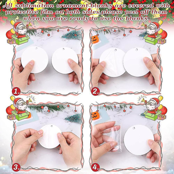 35 stk sublimering ornament blanks, runde blanke sublimering ornamenter sublimering for, diy hånd