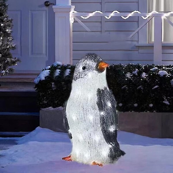 3 stykke forbelyst pingvin juleudsmykning med led gårdlys - Large-hgbd